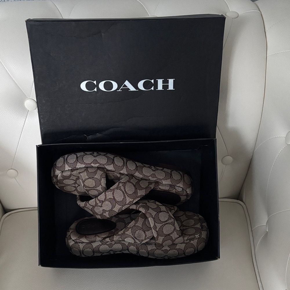 Coach Penelope BubblePlatform Signature Brown Slide Sandals - Picture 7 of 11